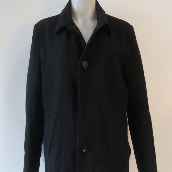 Mens Soul of London Black Wool Blend Jacket Pea Coat M - Picture 5 of 16